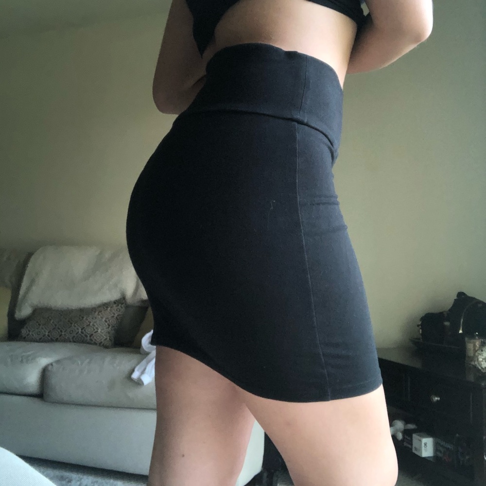 Black tight fabric skirt